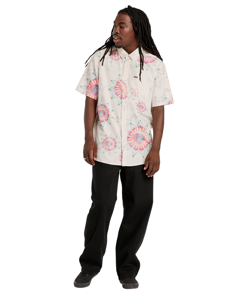 Voclom Star Shields  Short Sleeved Woven Shirt In Coconut-2